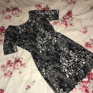 Black and white printed dress.